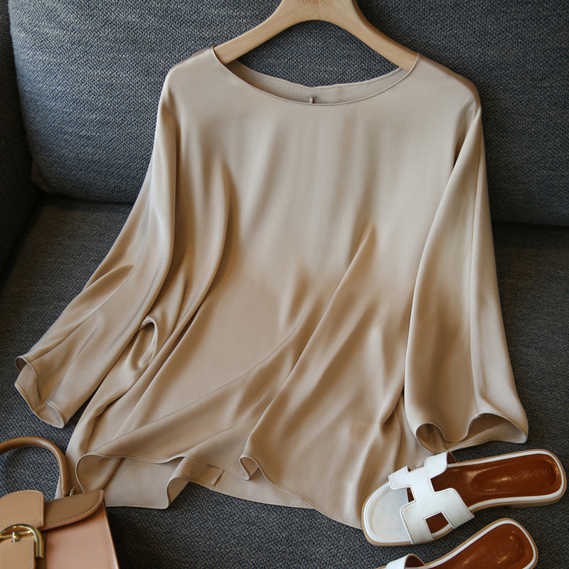 Double-sided Imitation Silk Shirt Korean Top