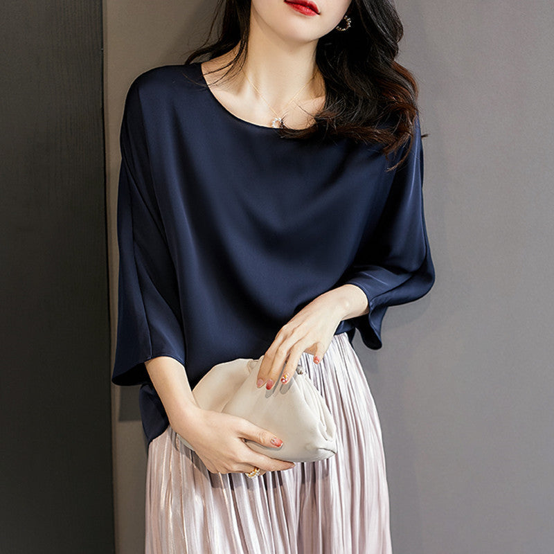 Double-sided Imitation Silk Shirt Korean Top