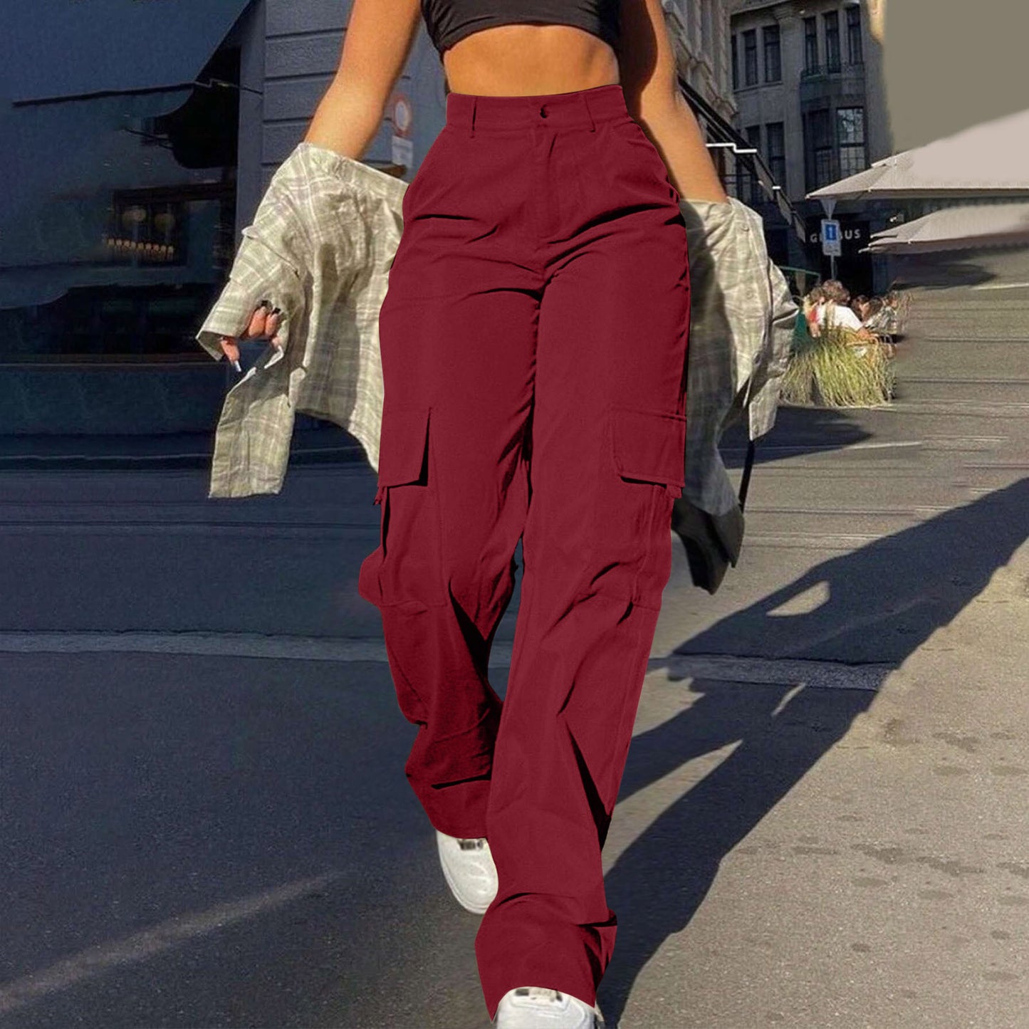 Multi-Pocket Workwear Straight-leg Trousers