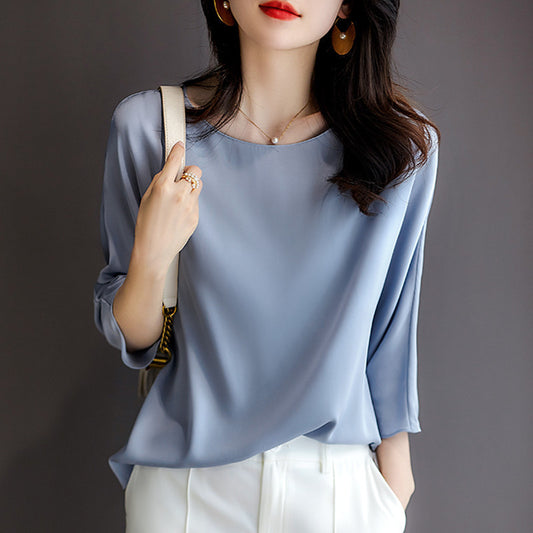 Double-sided Imitation Silk Shirt Korean Top