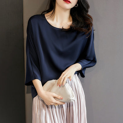 Double-sided Imitation Silk Shirt Korean Top